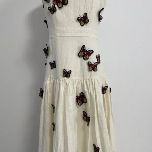 Agua By Agua Bendita Lima Embroidered Butterfly Linen Maxi Dress - Picture 6 of 11